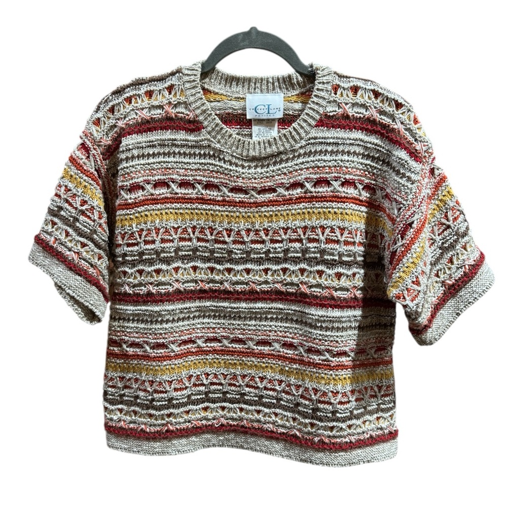 Cricket Lane Textured Short Sleeve Knitted Top Size Small Petite
